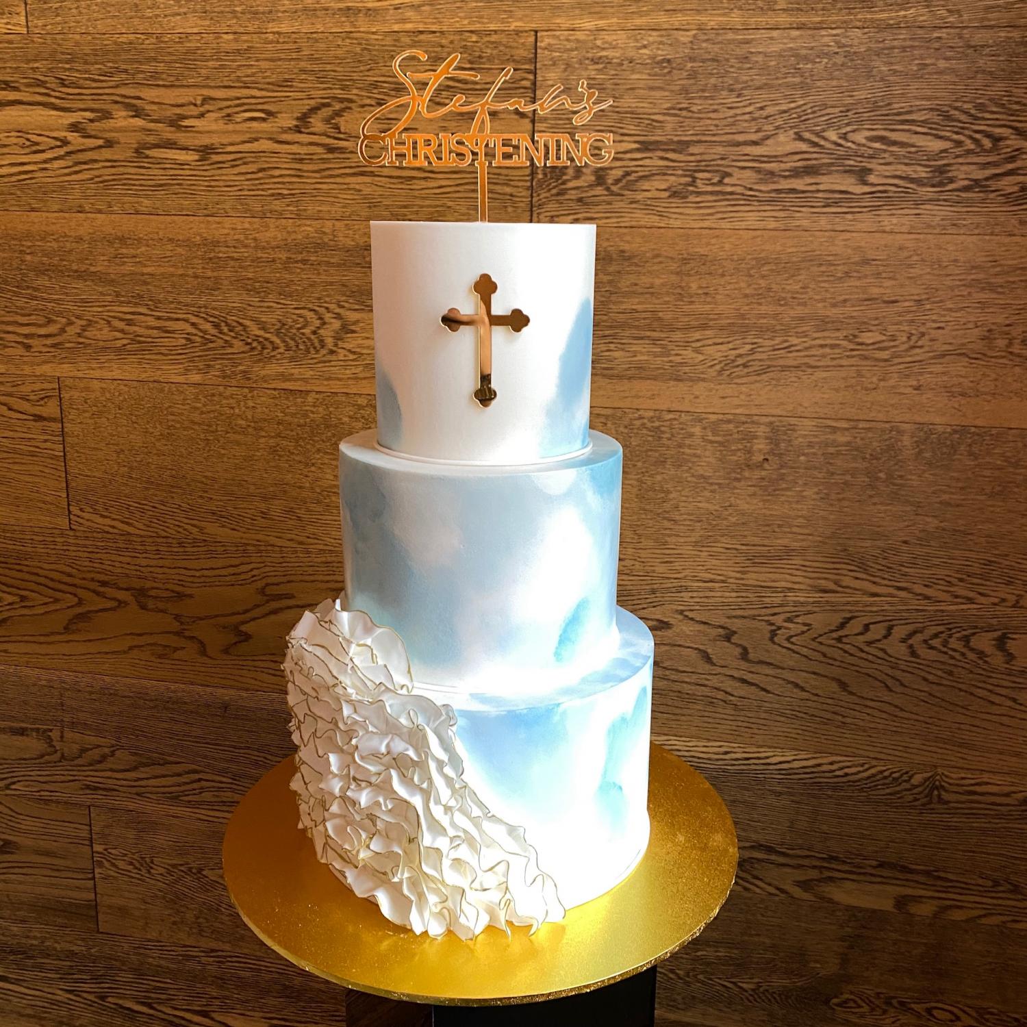 Baptism cake for a boy - Nichole's Fine Pastry